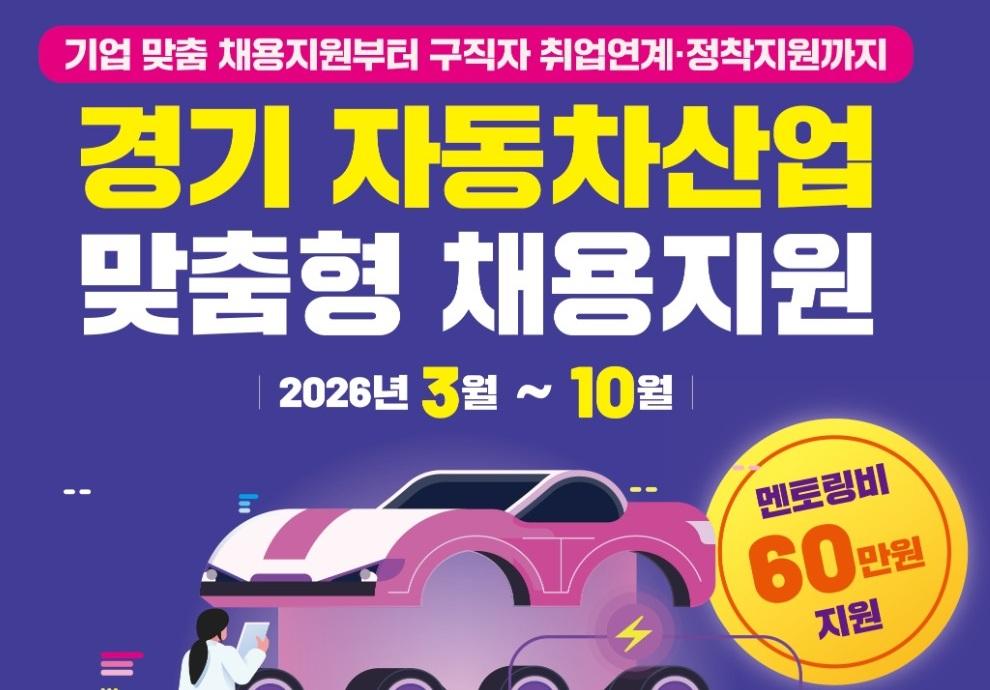기업 맞춤 채용지원부터 구직자 취업연계 정착지원까지
경기 자동차산업 맞춤형 채용지원